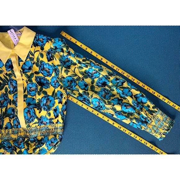 Alice + Olivia Anaya Yellow Multi Floral Collared Midi Dress - Picture 13 of 16